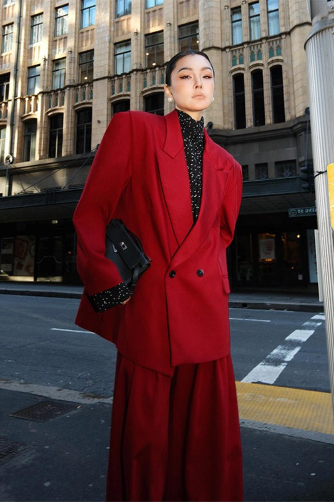 Oversized Blazer Wide Leg Pants Two Piece Set
