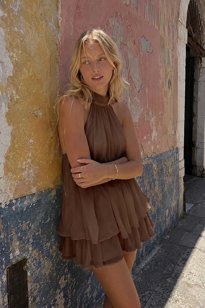 Backless Halter-Neck Mini Dress