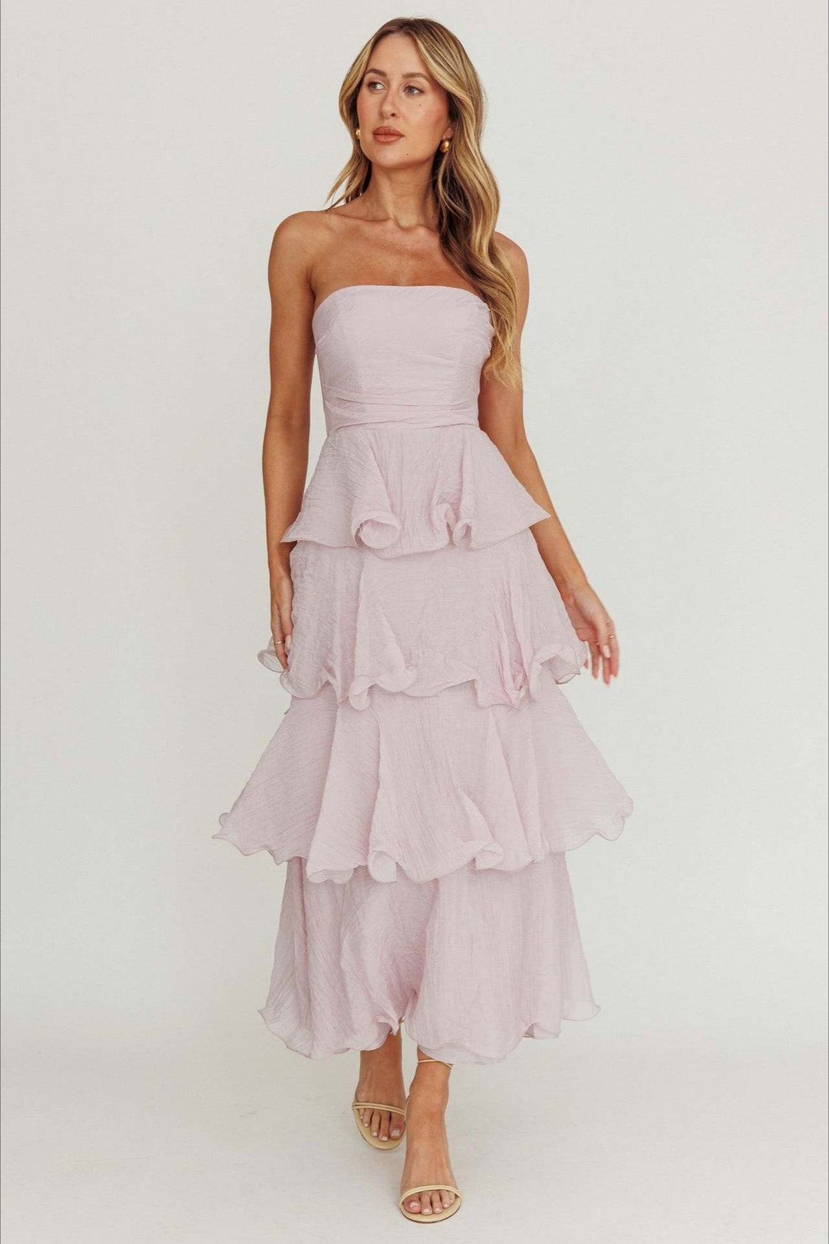 Strapless Tiered Ruffle Fit and Flare Midi Dress - View 19
