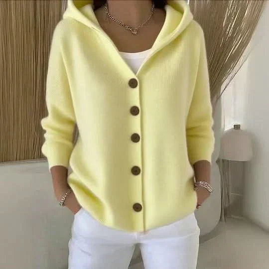 Hooded Button Front Long Sleeve Knit Cardigan 3