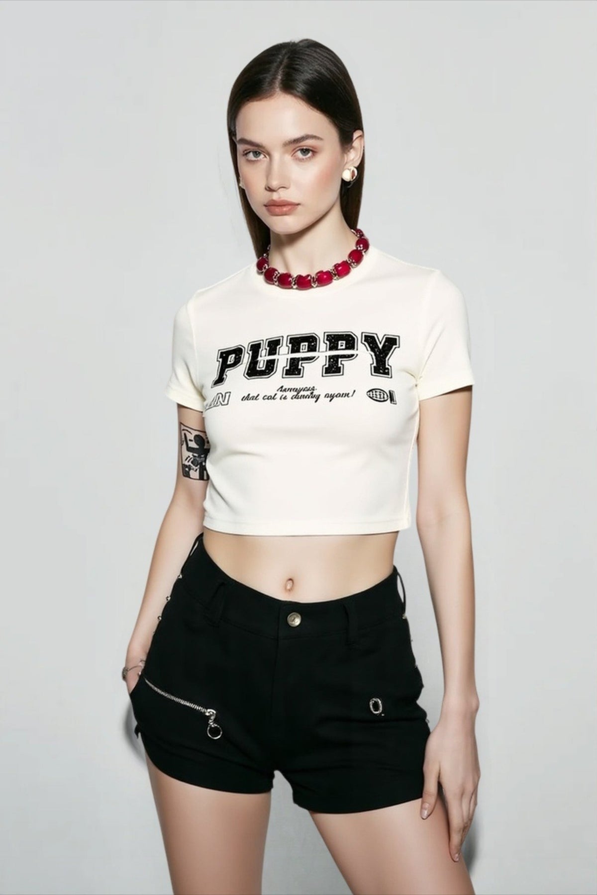 Y2K Print Cutout Crop Top