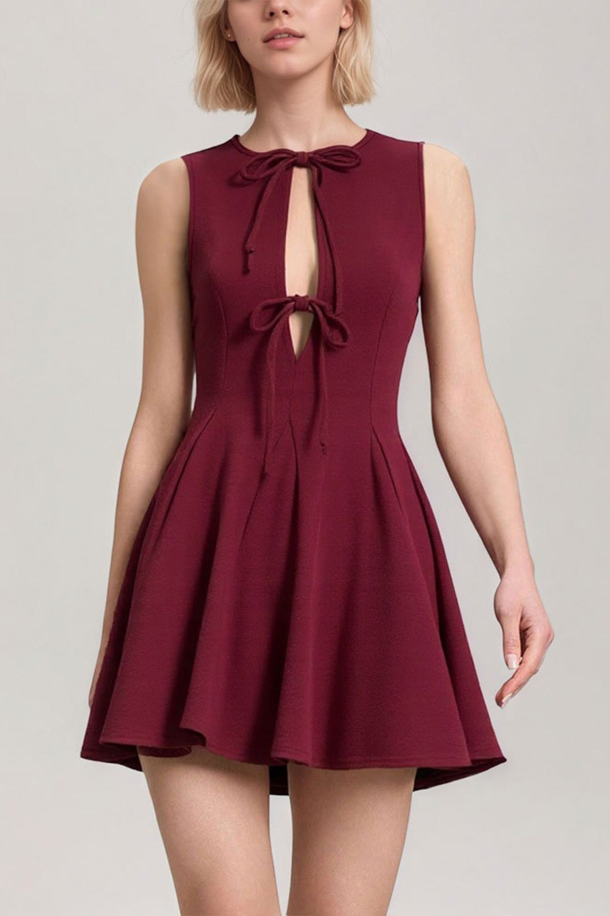 Ruched Mini Dress in Red