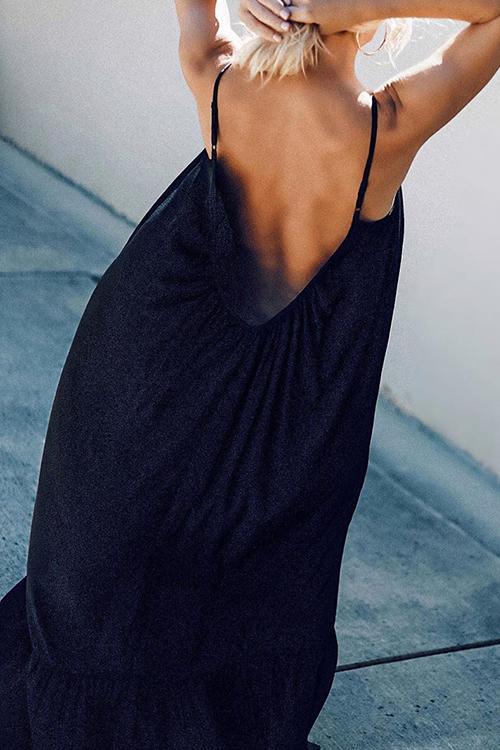 Spaghetti Strap V-Neck Tiered Ruffle Hem Maxi Dress 27