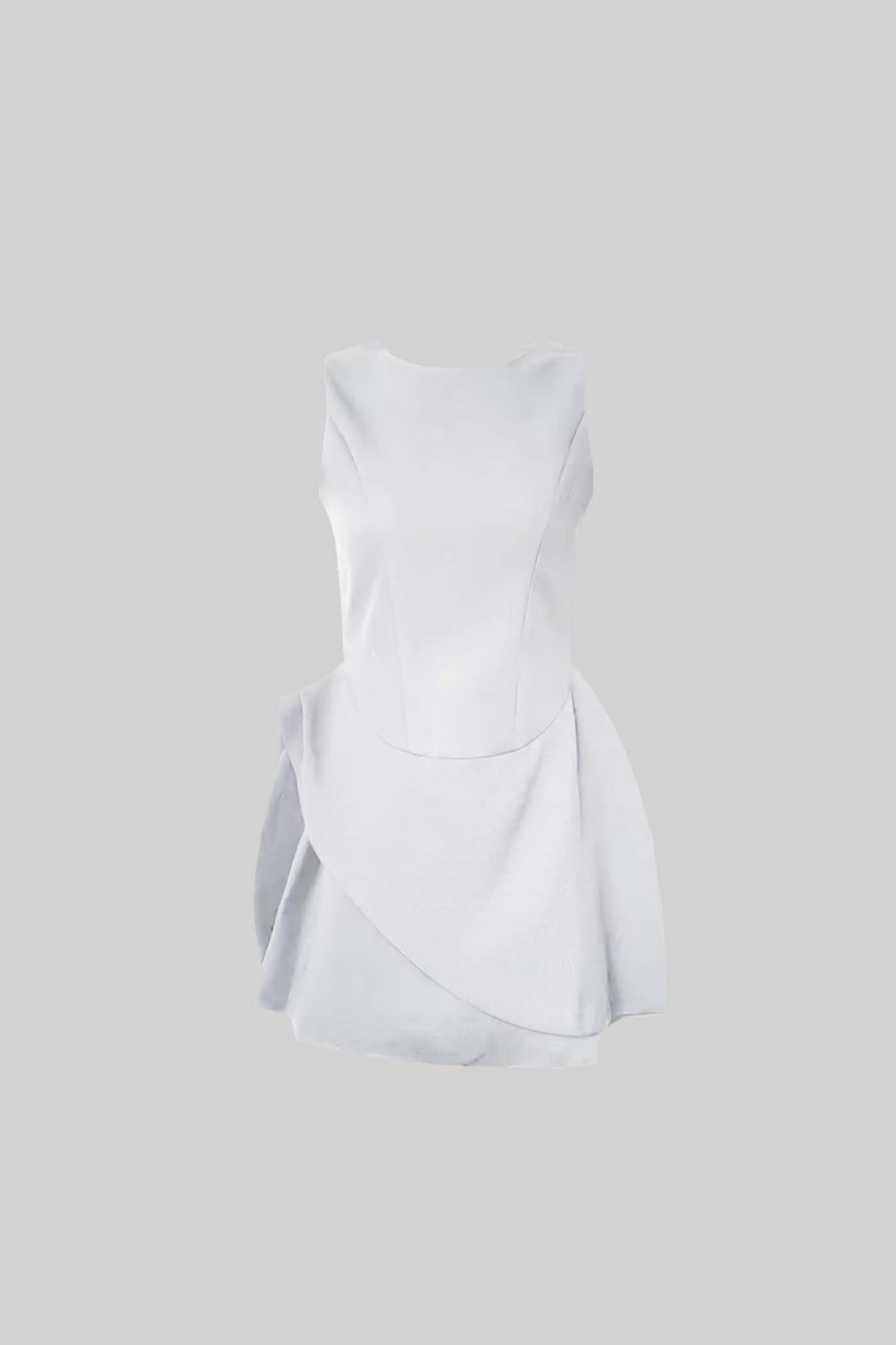 Sleeveless Round Neck Princess Seam Asymmetrical Wrap Mini Dress - View 6