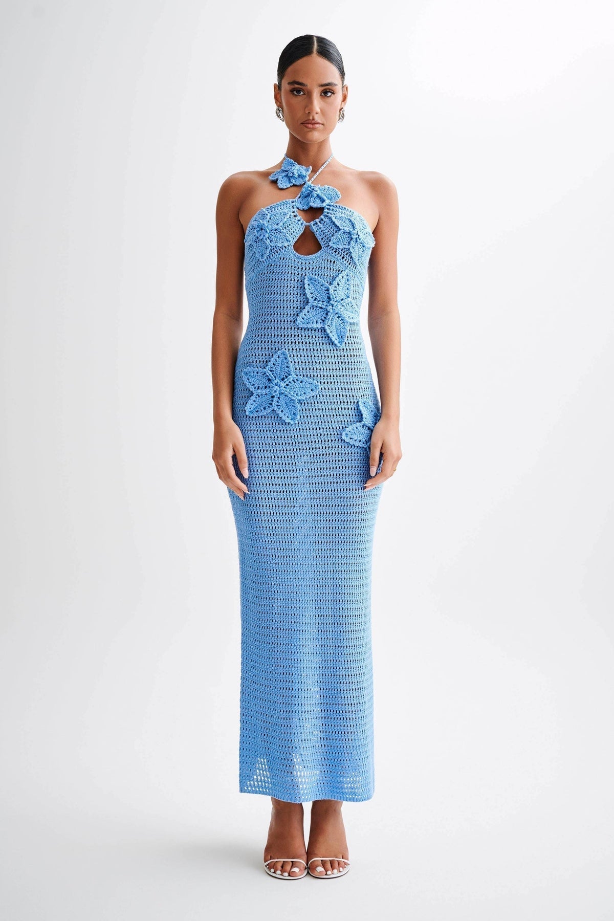Satin Cowl Neck Backless Long Sleeve Midi Dress - View 12