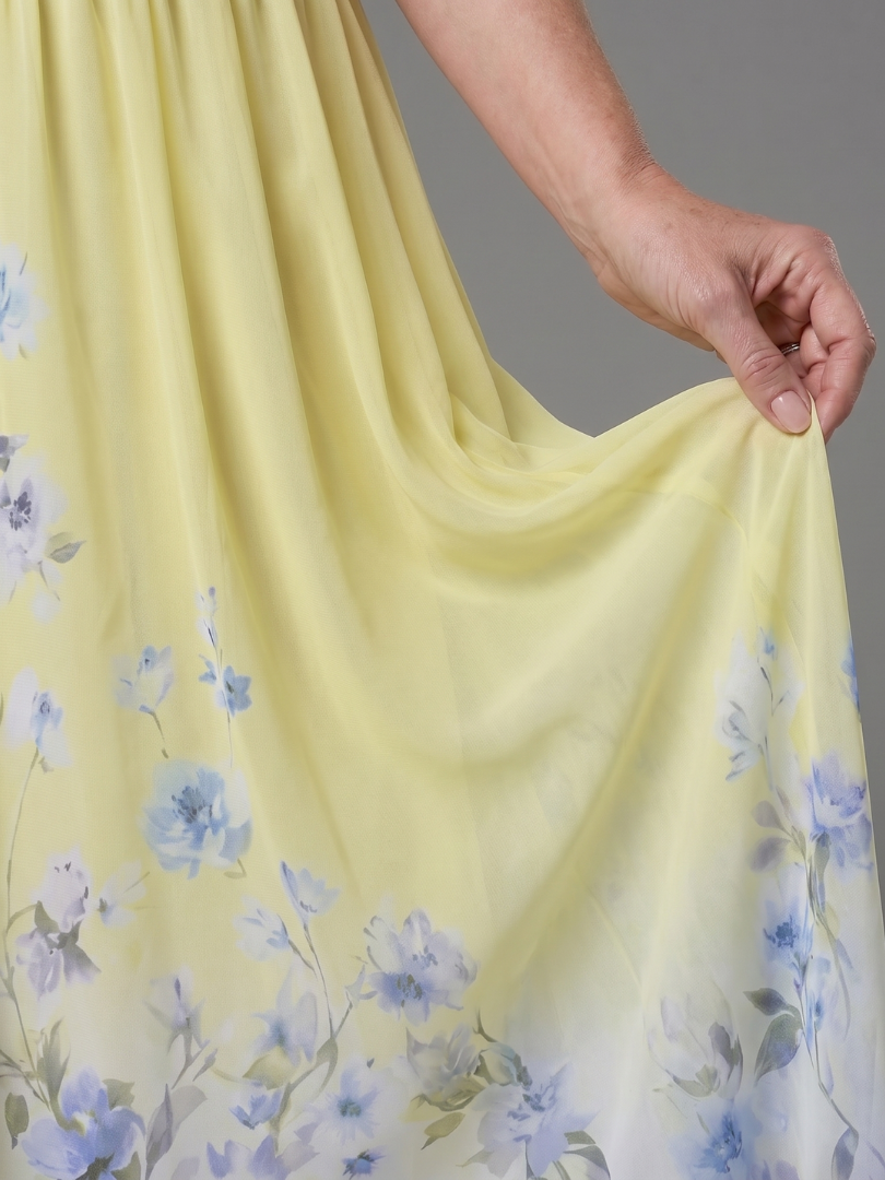 V-Neck Sleeveless Floral Hem Chiffon Maxi Dress 5