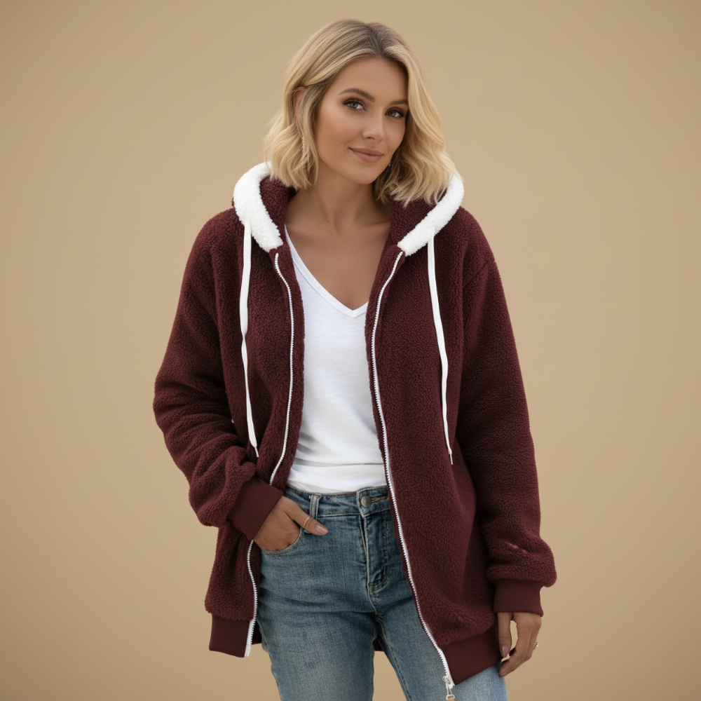 Hooded Zip Front Sherpa Fleece Jacket 17