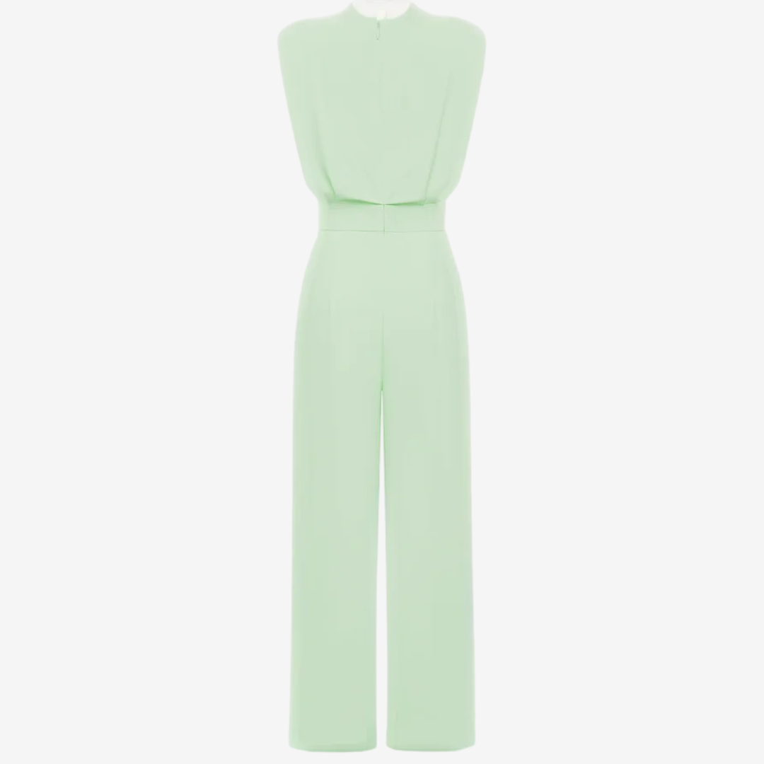 Round Neck Sleeveless Padded Shoulder Wide Leg Jumpsuit 6