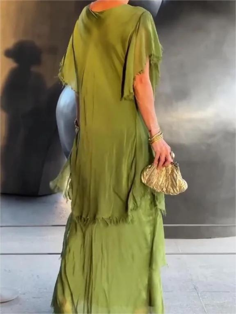 V-Neck Flutter Sleeve Tiered Ruffle Maxi Dress 4