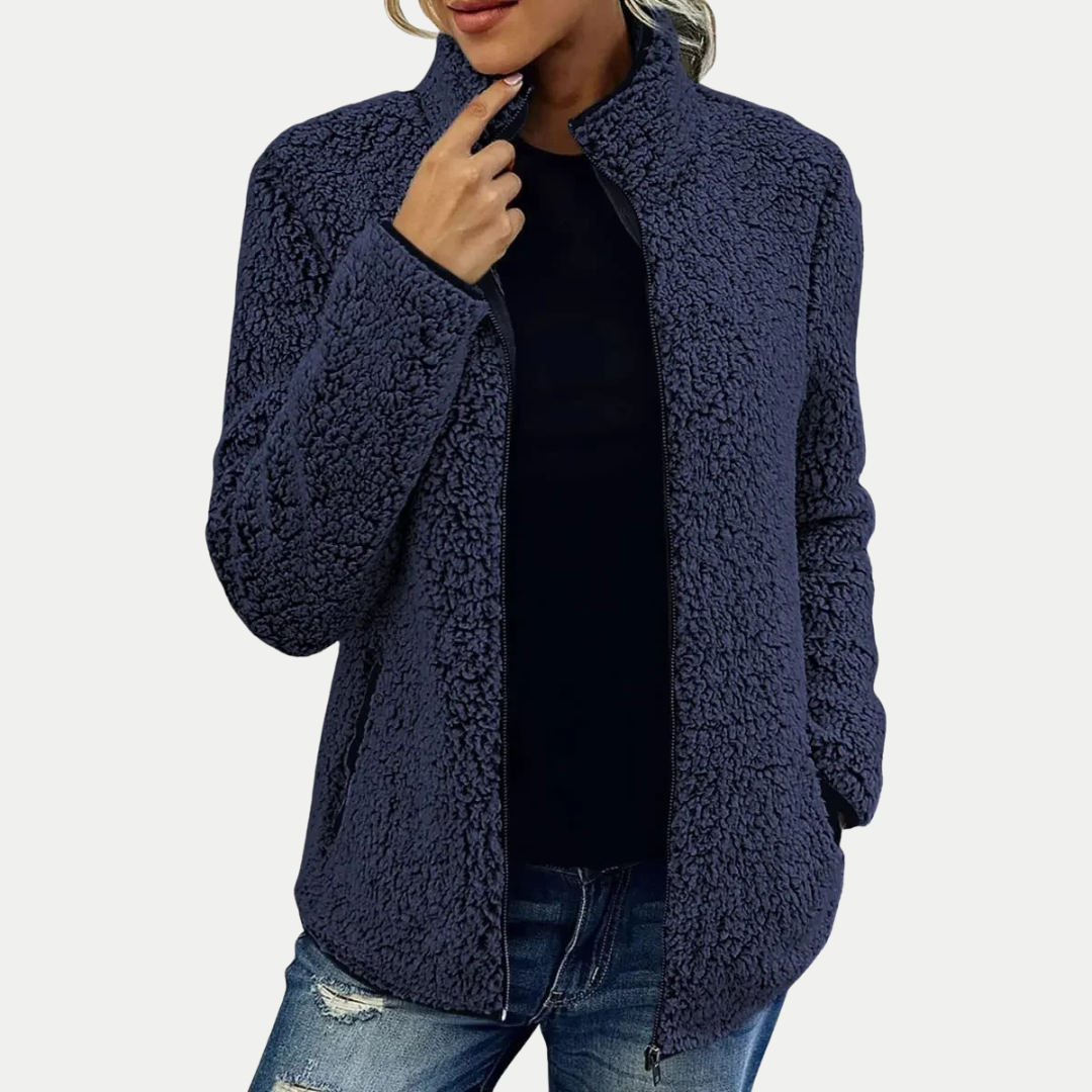 Zip Front Stand Collar Sherpa Fleece Jacket 6