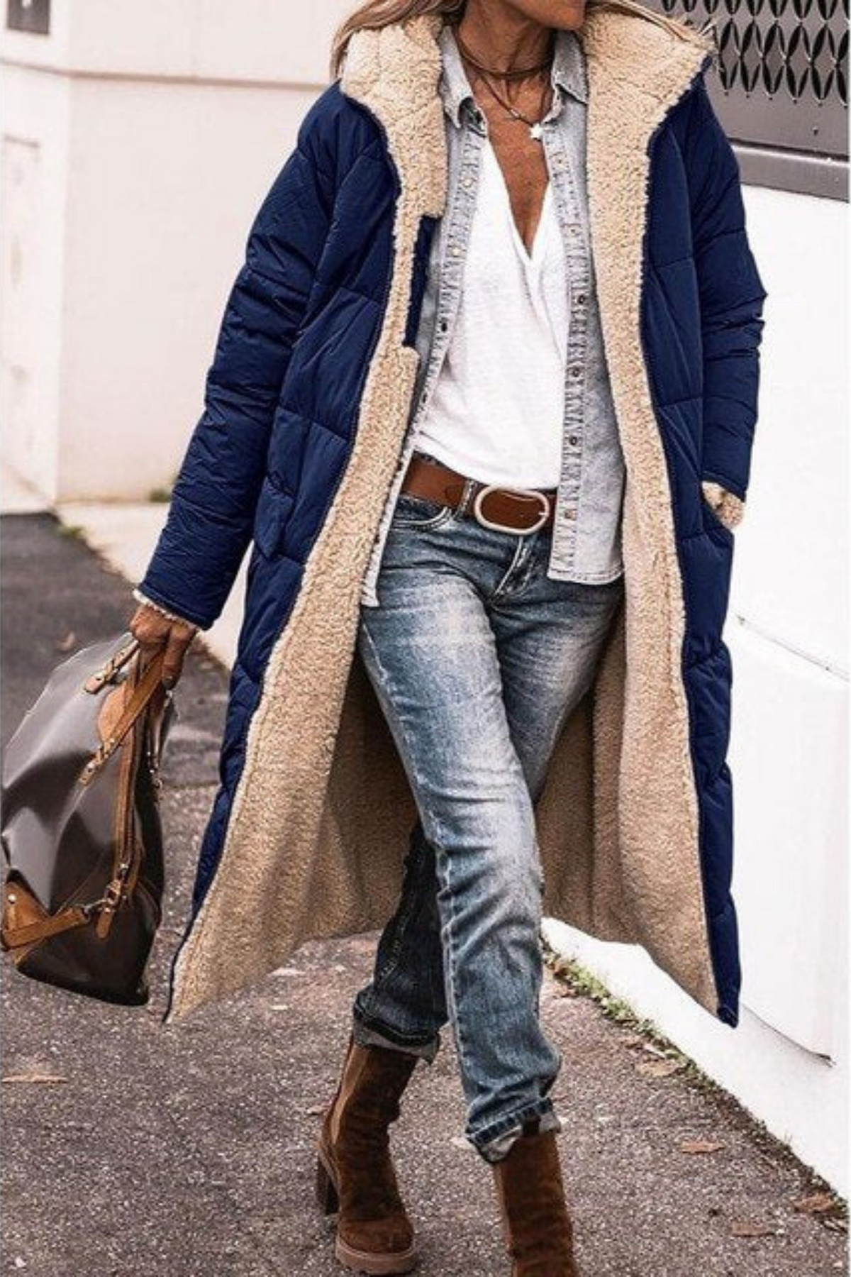 Reversible Sherpa Lined Quilted Longline Coat 6