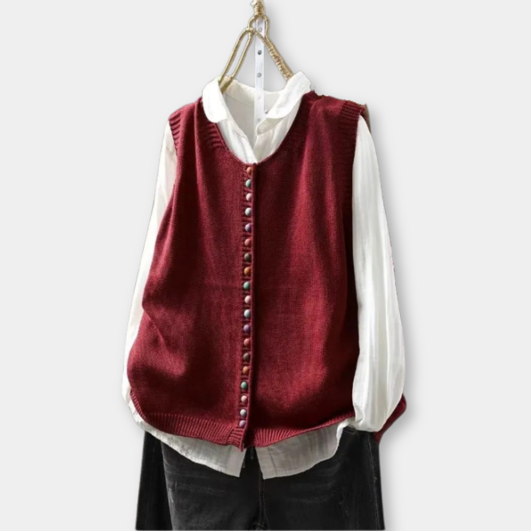 Round Neck Button Front Knit Sweater Vest 5