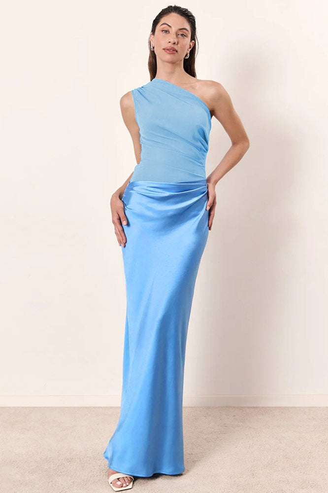 Chic Asymmetric Shoulder Ruched Bodycon Cocktail Dress - View 4