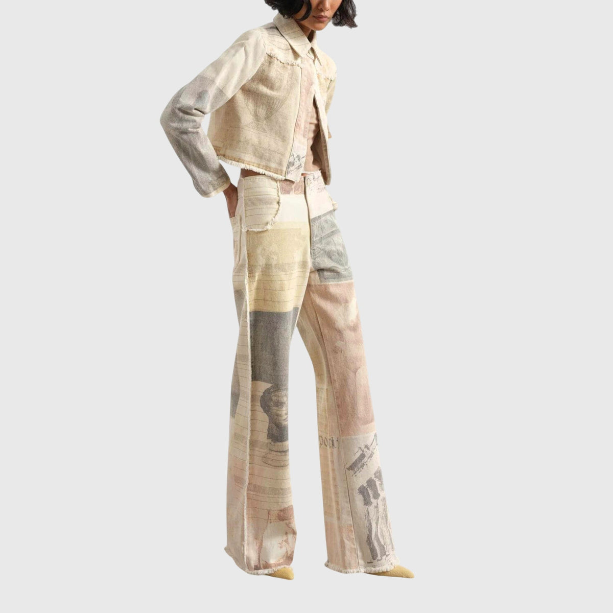 Photo Print Wide Leg Jeans 7