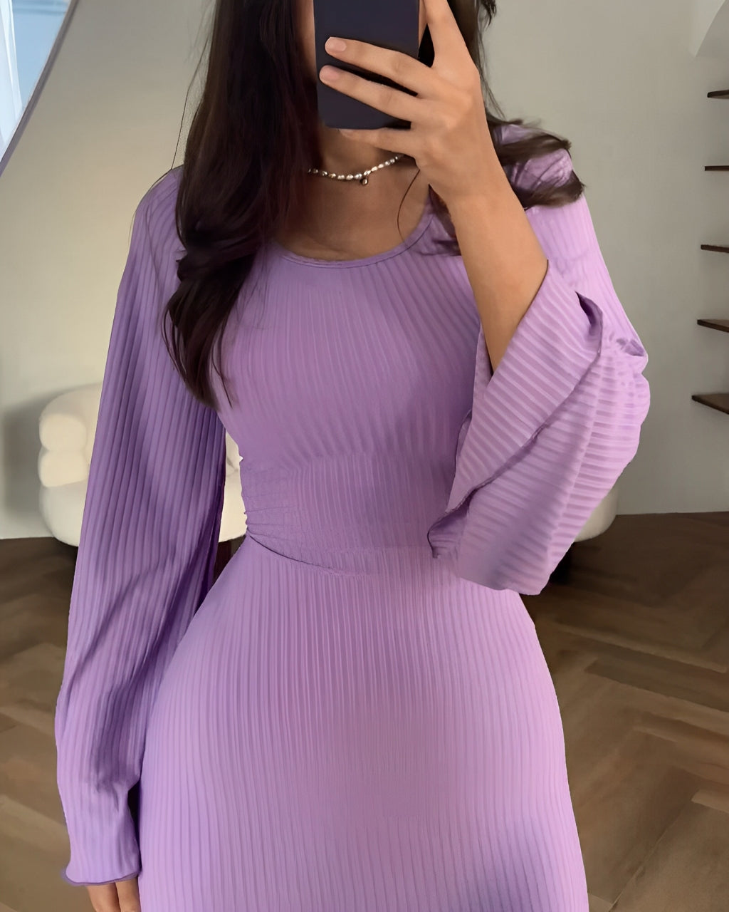 Ribbed Knit Square Neck Long Sleeve Side Split Bodycon Maxi Dress 2