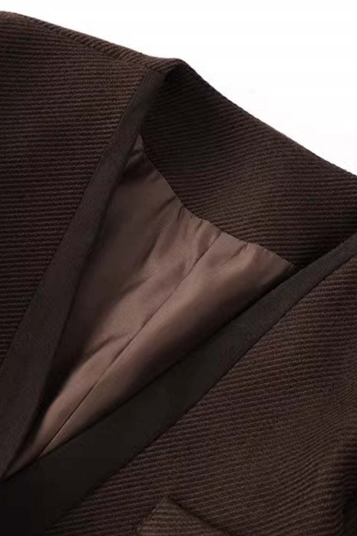 Collarless Button Front Long Sleeve Blazer 8