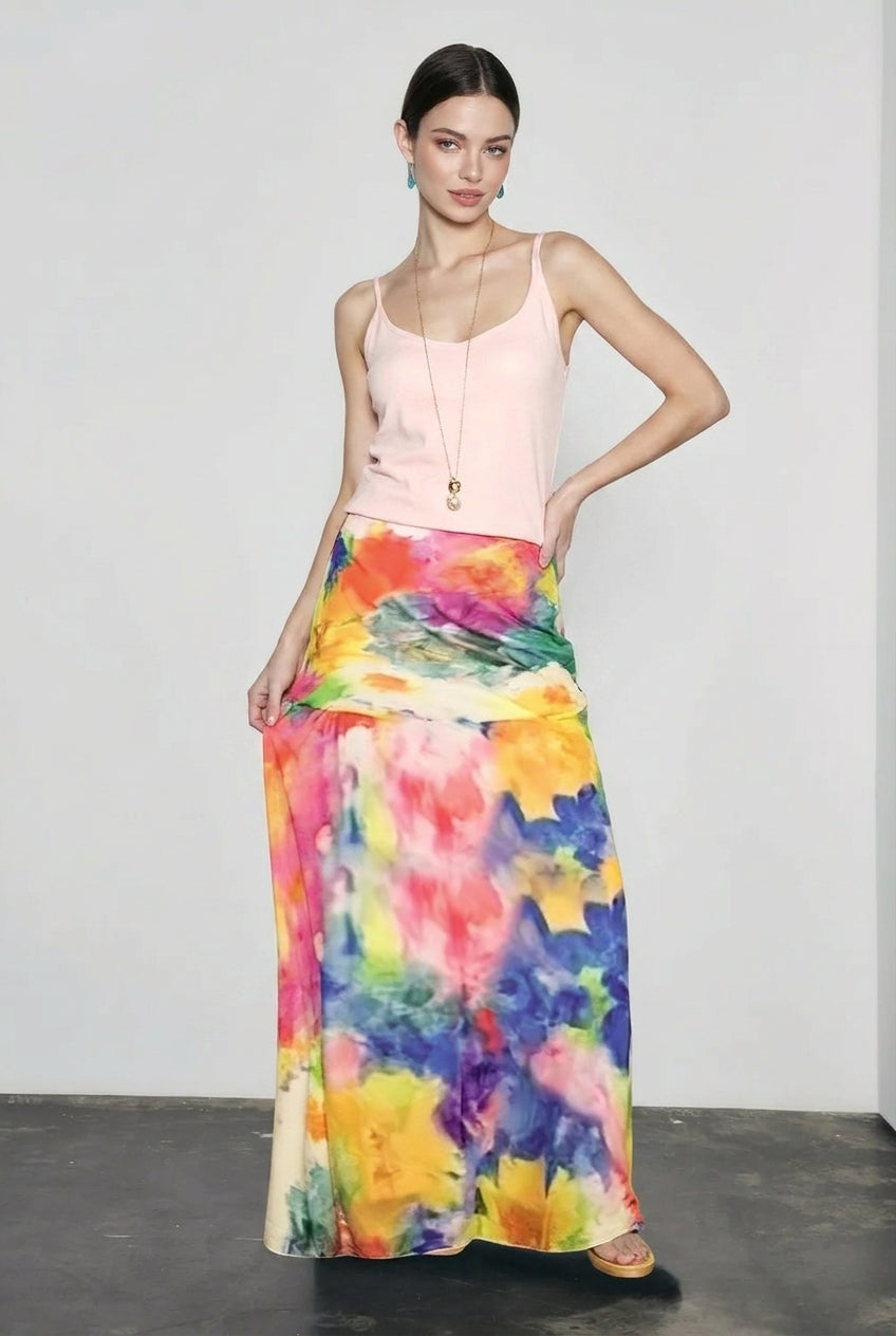 Retro Oil Print Vacation Skirt