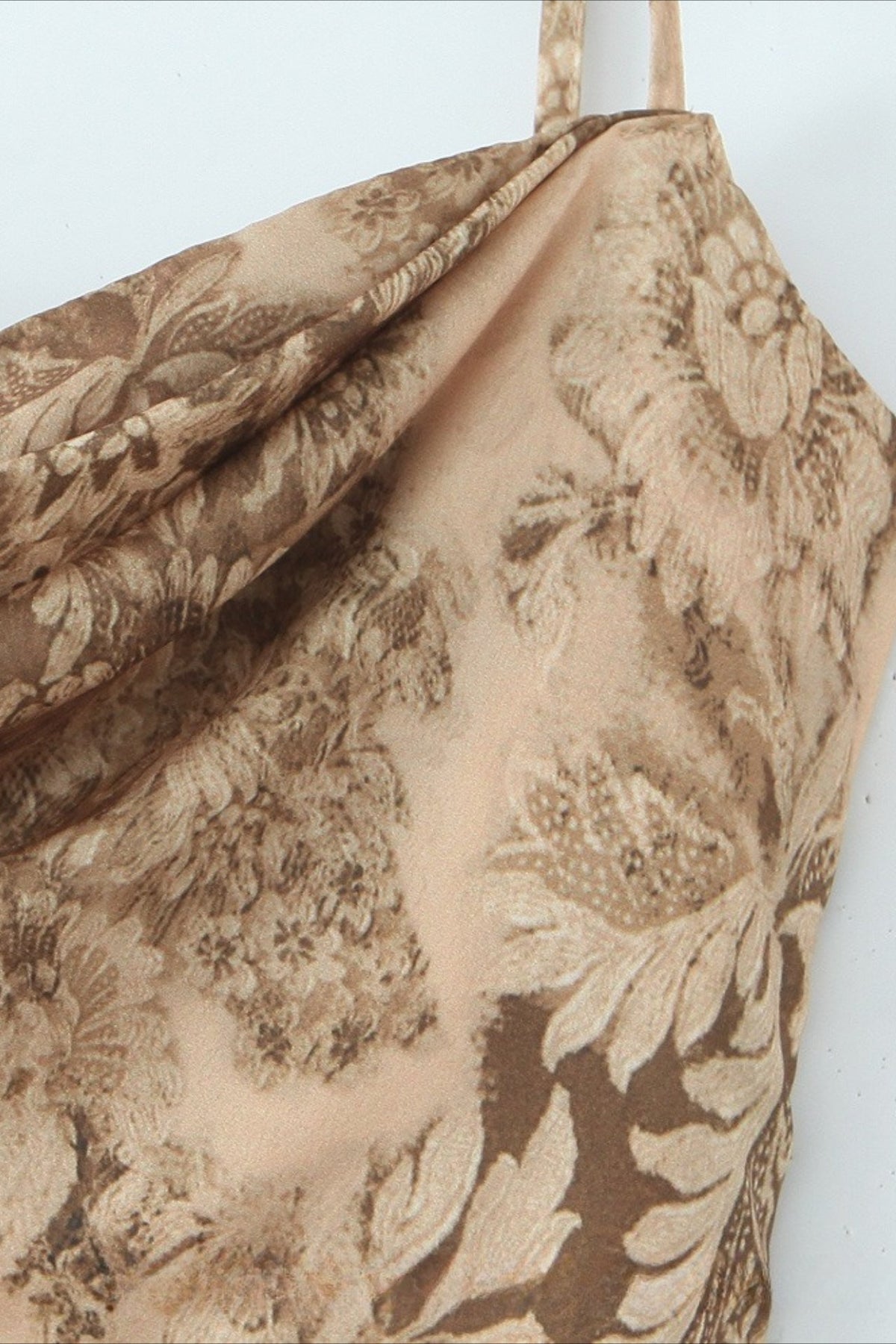 Floral Spaghetti Strap Cowl Neck Mermaid Gown - View 3