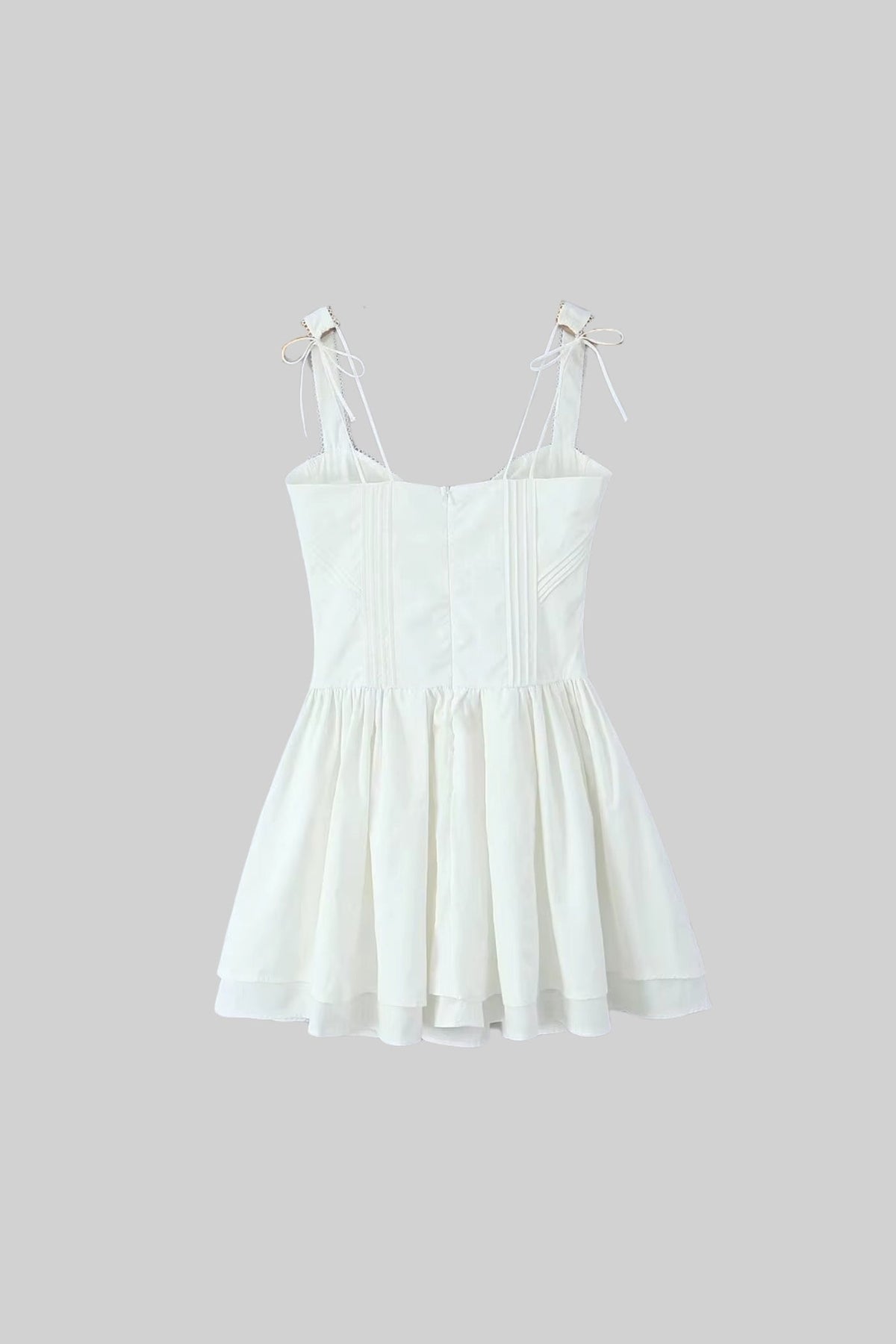 Corset Style Sleeveless Dress With Lace-Up Front Detailing - White - View 8