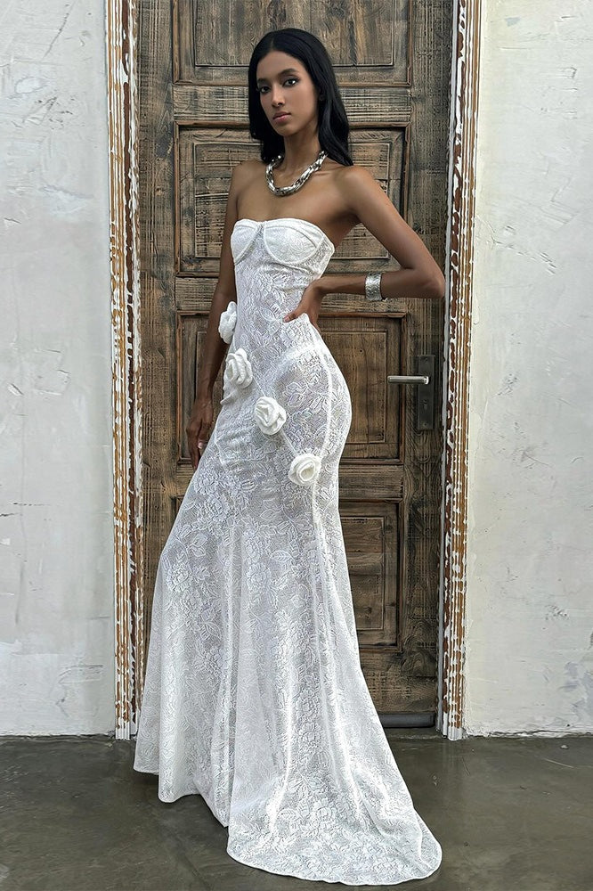 Lace Sheer Mesh Floral Dress