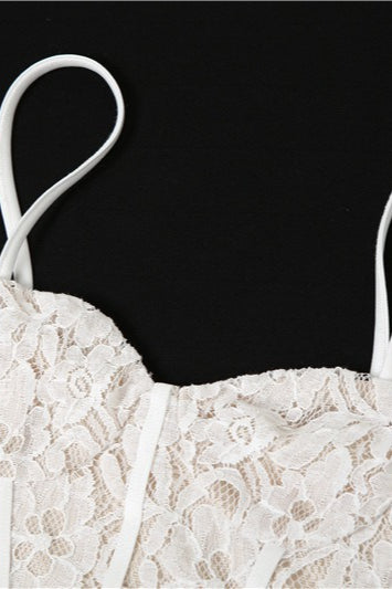 Lace Ruffle Slit Party Dress - View 7
