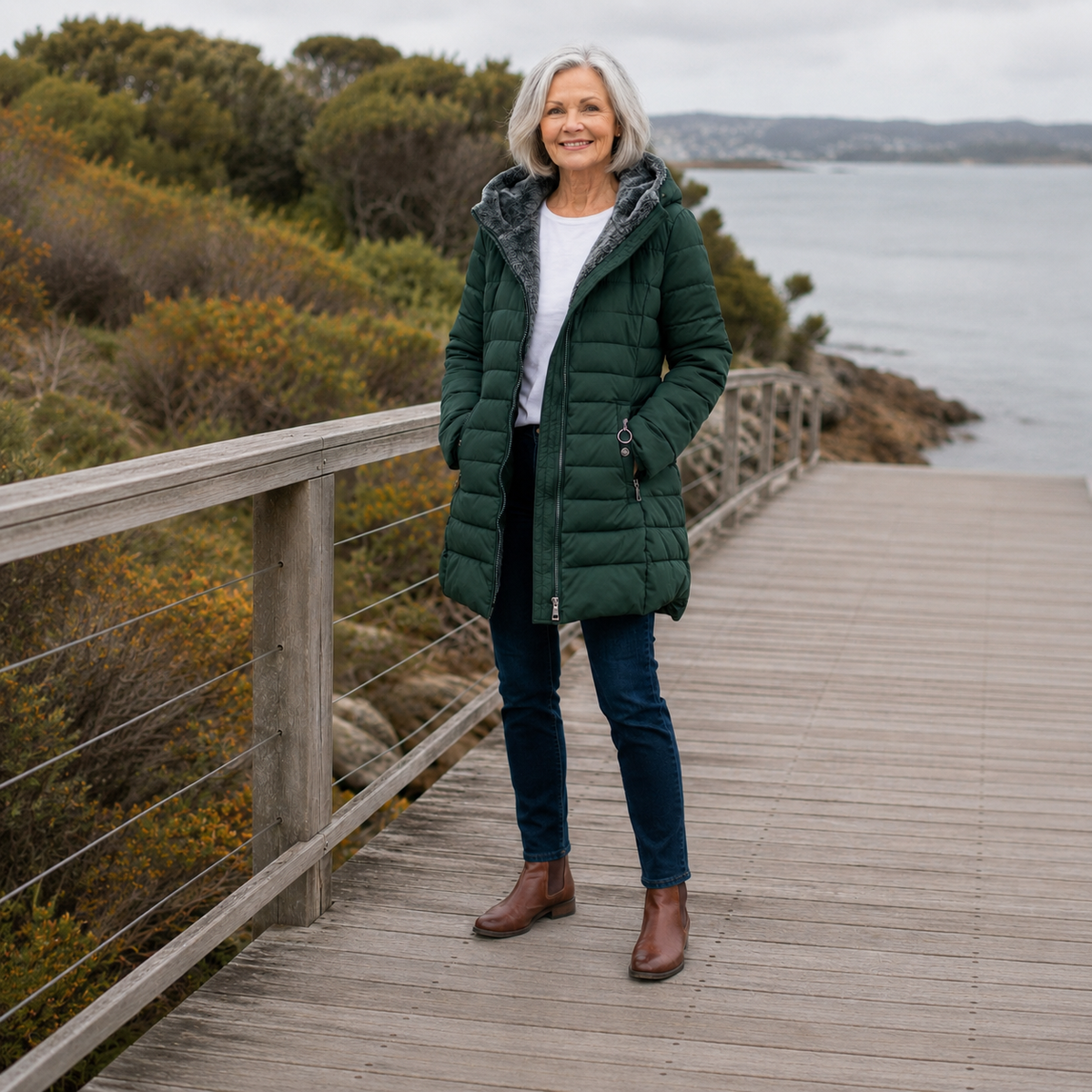 Faux Fur Hooded Quilted Longline Puffer Coat 5