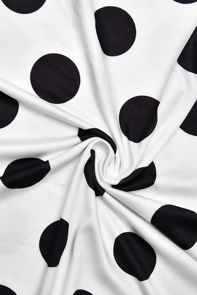 Short Sleeve Retro Dot Print Blouse
