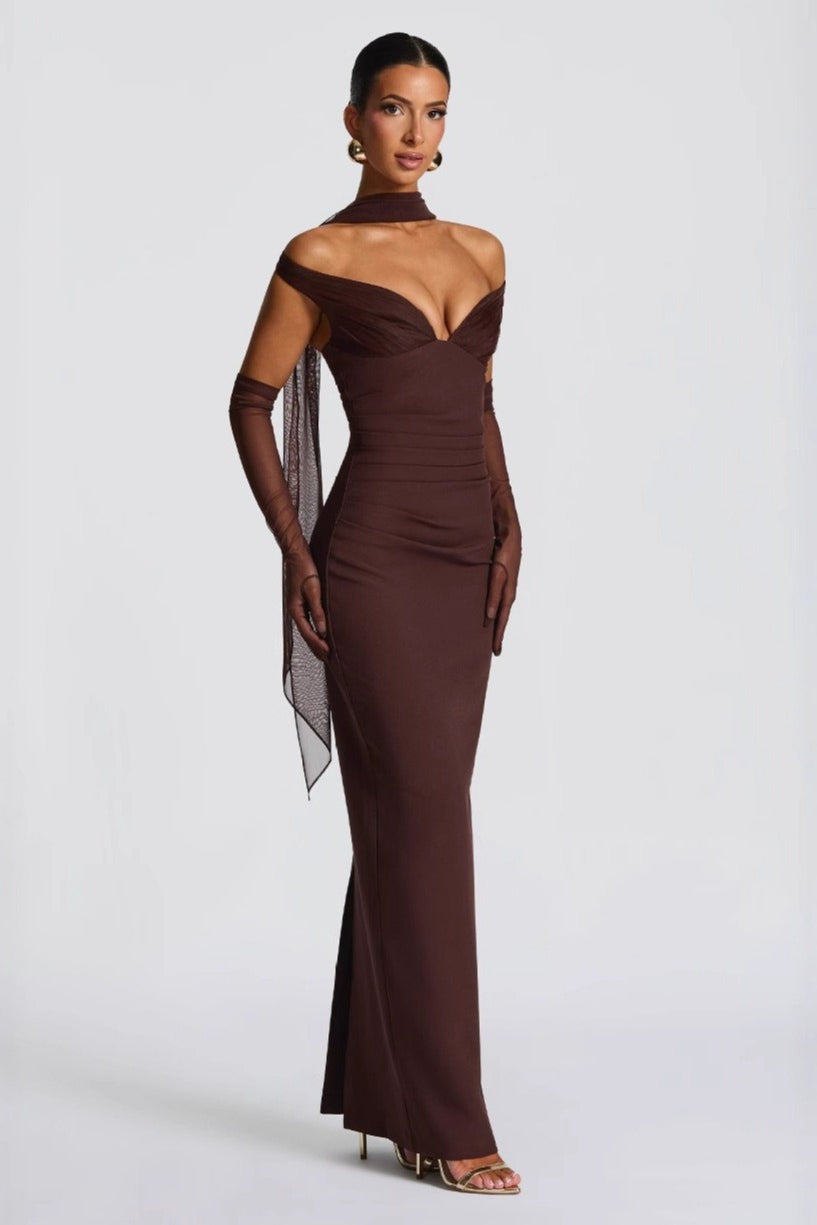 Off Shoulder Sweetheart Ruched Bodycon Mermaid Maxi Gown - View 4