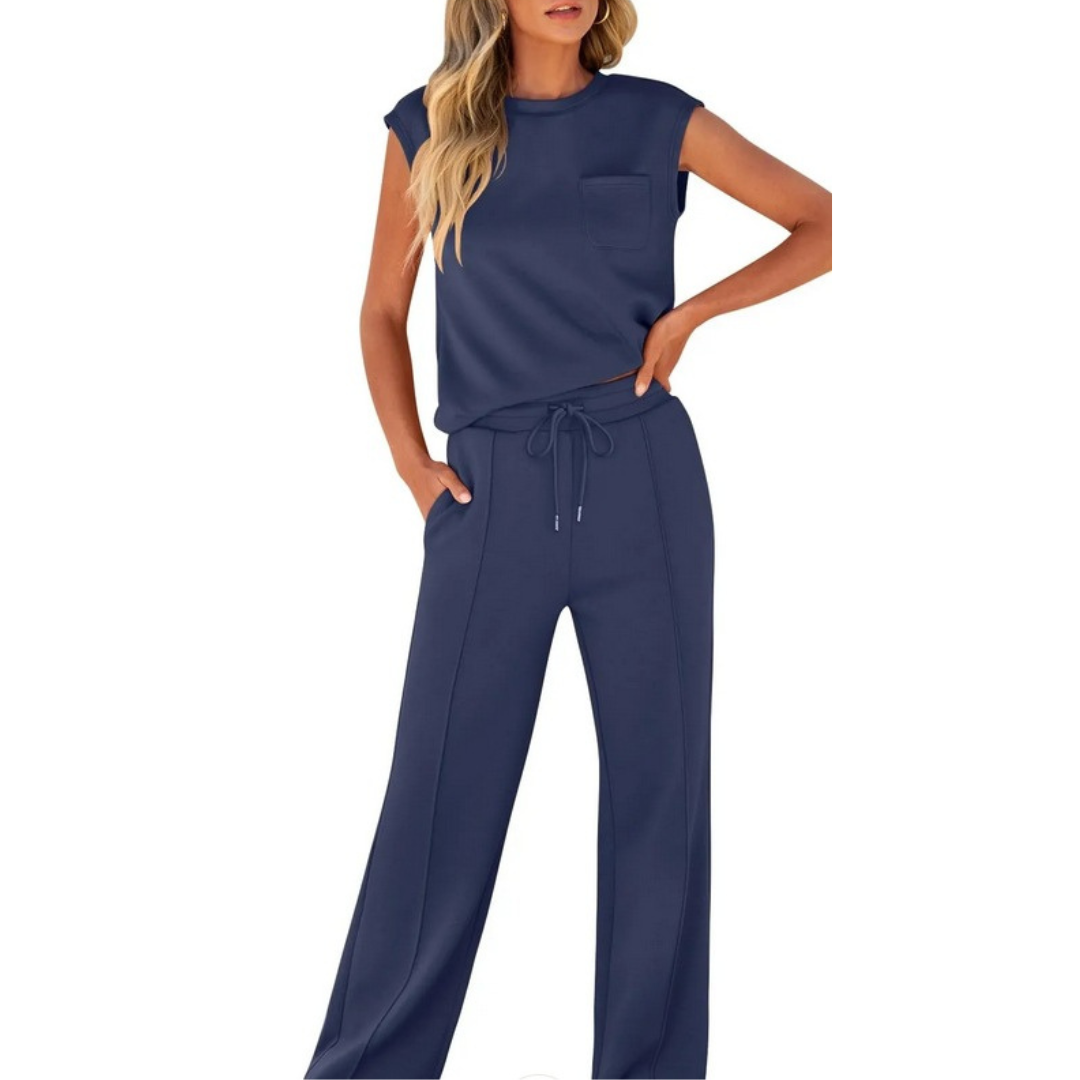 Cap Sleeve Top and Wide Leg Pants Two Piece Set 7
