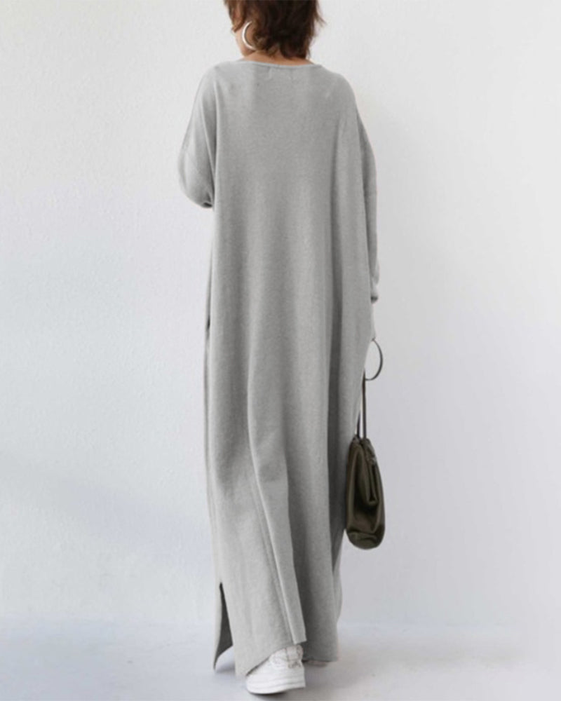 Long Sleeve Ribbed Knit Sweater Dress - View 3