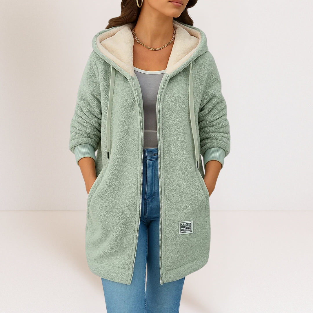 Hooded Zip Front Sherpa Fleece Coat 5