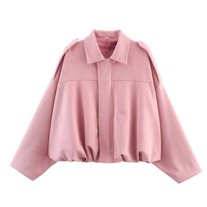 Suede Look Zip Front Oversized Bomber Jacket 7