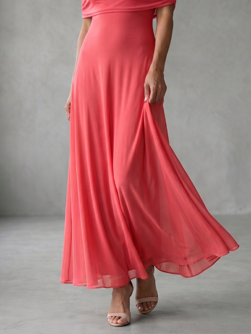 Off Shoulder Foldover Fit and Flare Maxi Dress 6