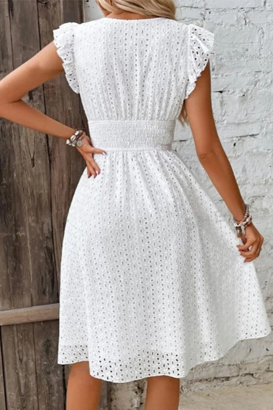 VNeck Lace Waist Mini Dress - View 3