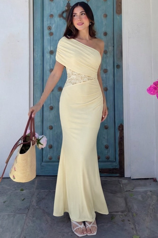 Lace Ruched Bodycon Dress