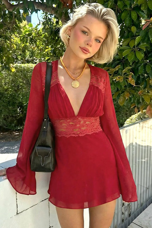 Lace Sheer Mesh Dress