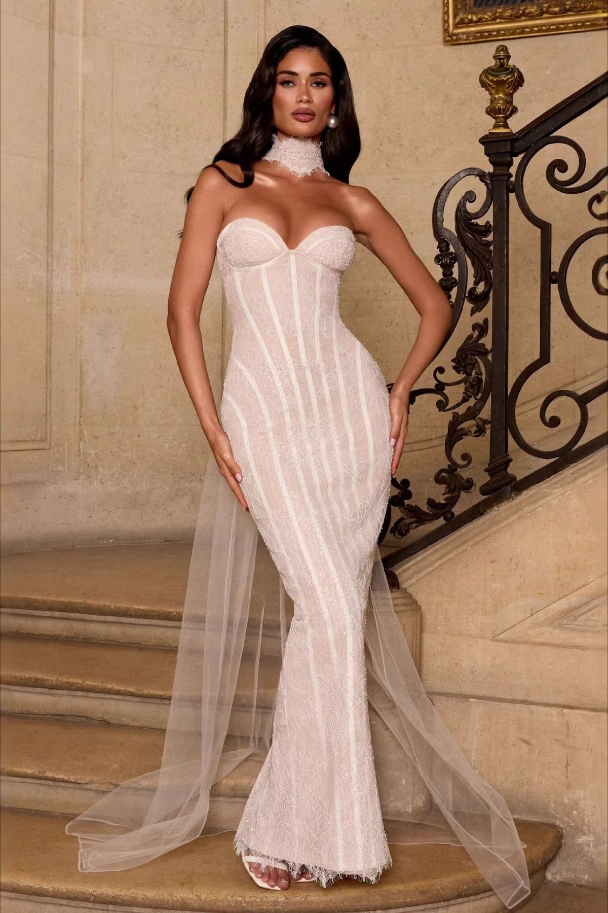 Strapless Sweetheart Beaded Corset Mermaid Gown 2