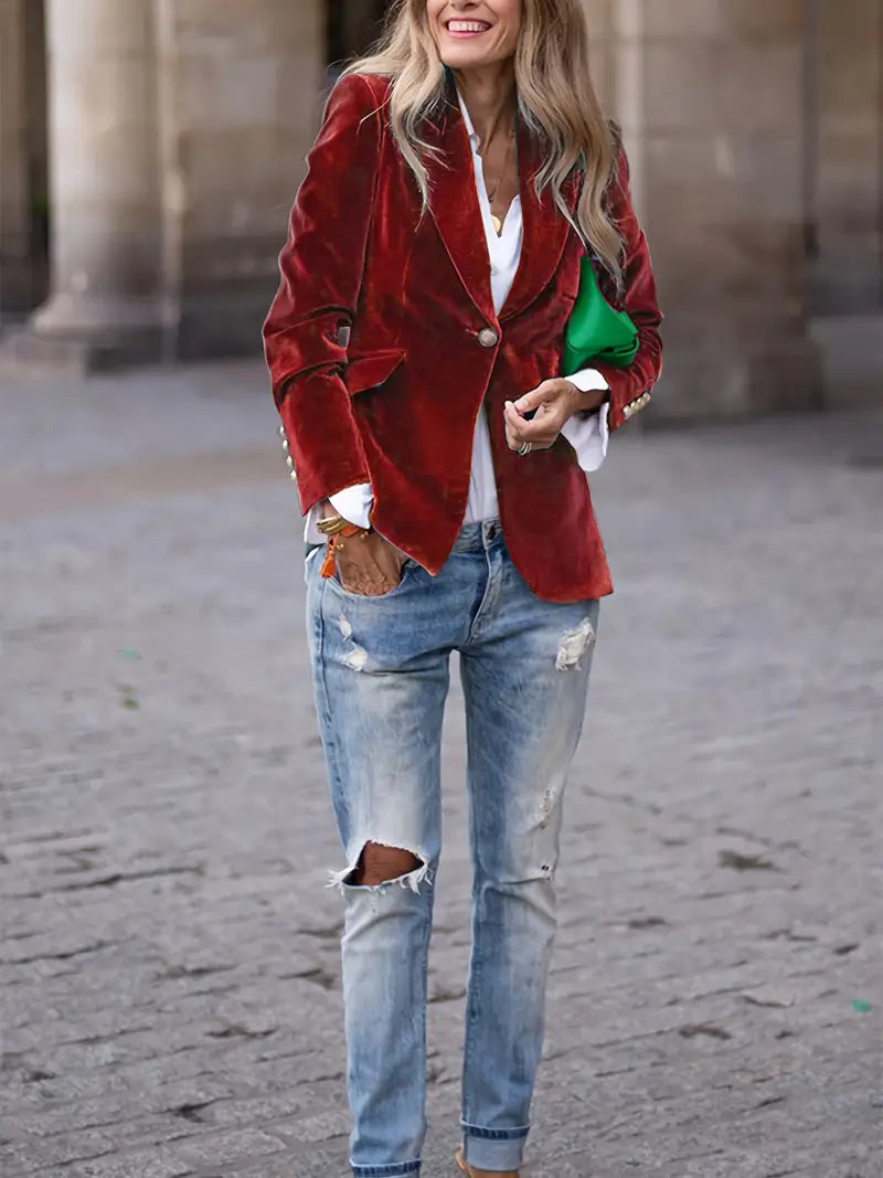 Velvet Single Breasted Blazer 19