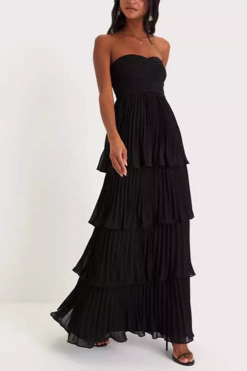 Strapless Ruched Tiered Ruffle Formal Dress - View 4
