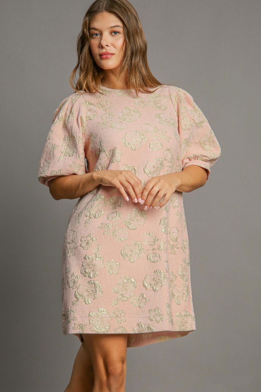 Floral Puff Sleeve Maxi Dress in Pink