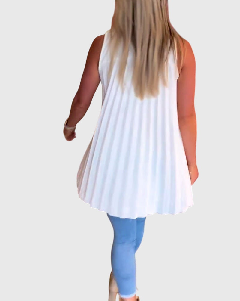 Collared Sleeveless High Low Blouse 4