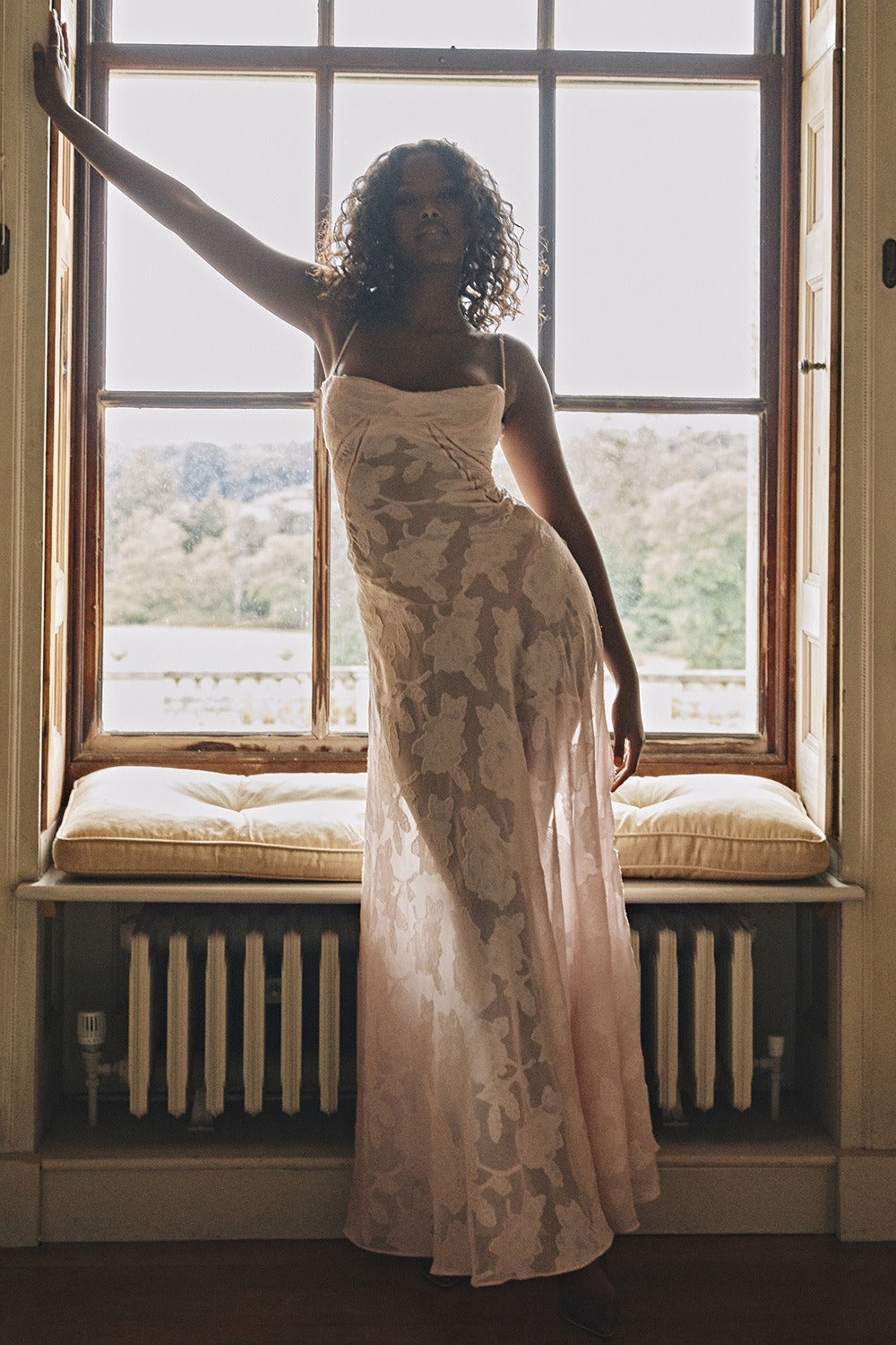 Lace Spaghetti Strap Corset Flowy Maxi Dress - View 8