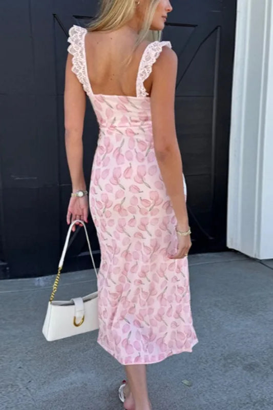 Lace Halter Neck Midi Dress - View 4