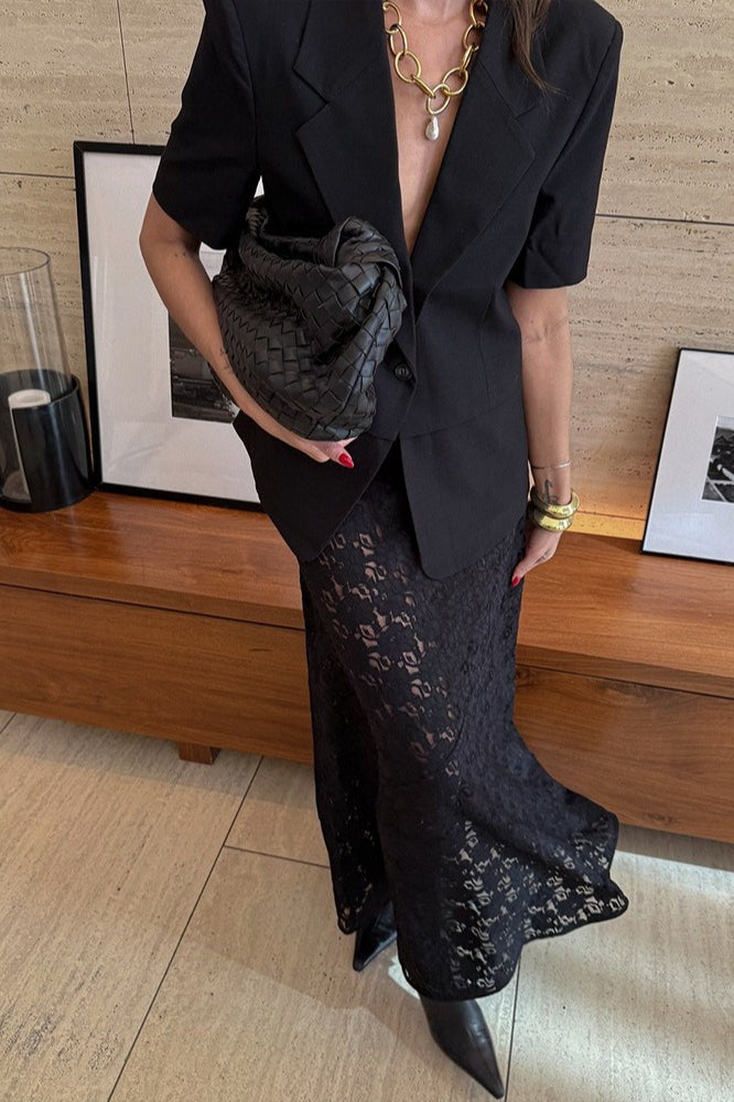 Sheer Lace Bodycon Maxi Skirt