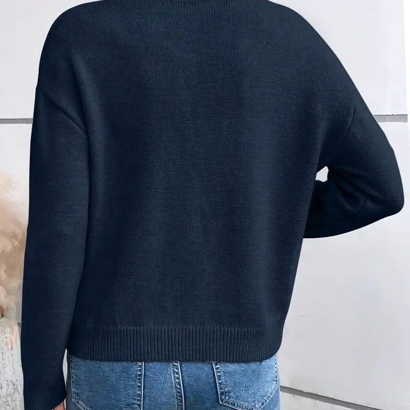 Lace Trim V-Neck Long Sleeve Knit Sweater 7