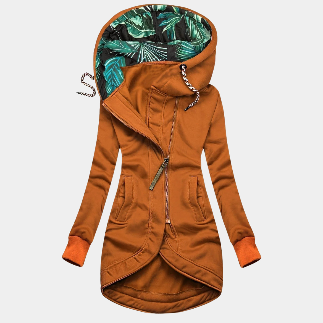 Hooded Zip Front Drawstring Longline Jacket 7