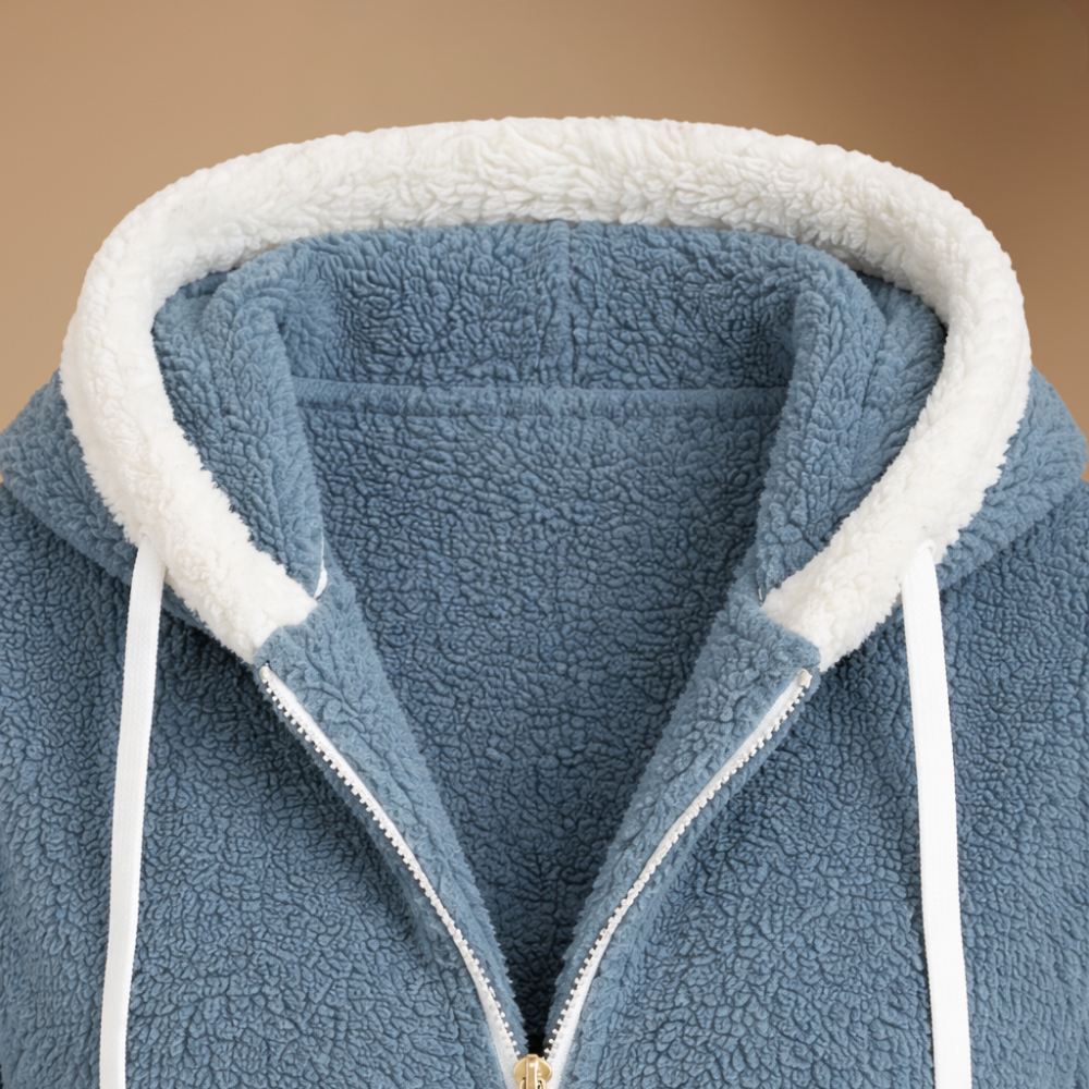 Hooded Zip Front Sherpa Fleece Jacket 4