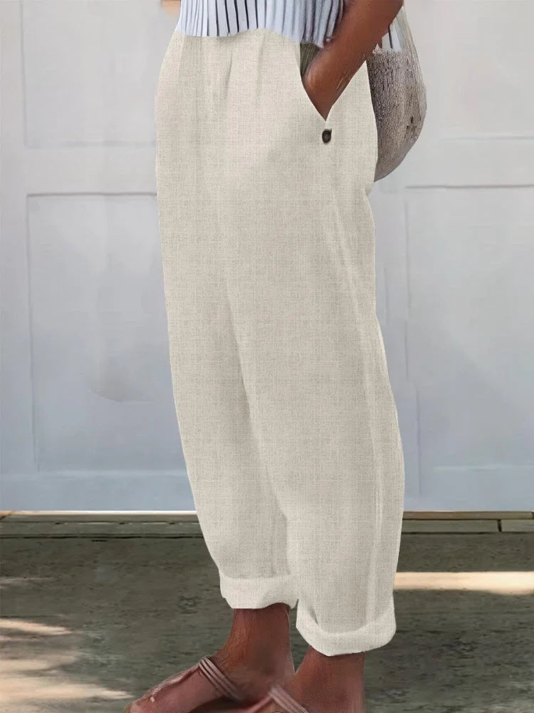 High Waist Tapered Pocket Casual Pants 8