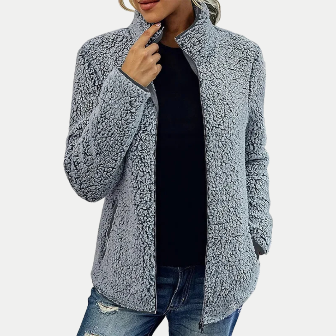 Zip Front Stand Collar Sherpa Fleece Jacket 8