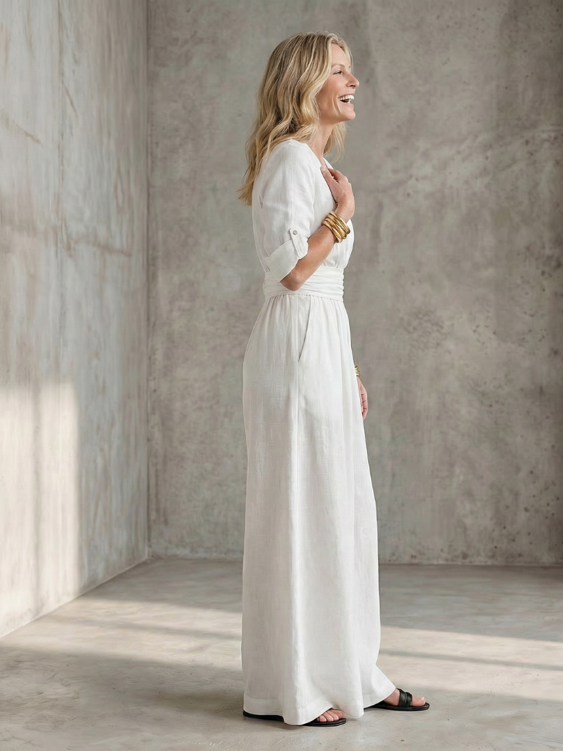 V-Neck Wrap Front Half Sleeve Wide Leg Jumpsuit 7